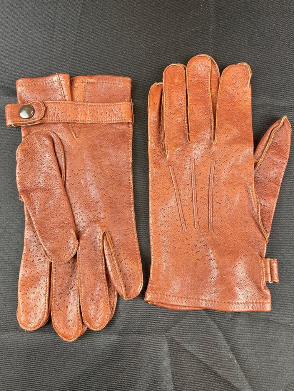 Gates deerskin Men's Classic Brown Leather Driving Gloves wool raccoon lined L